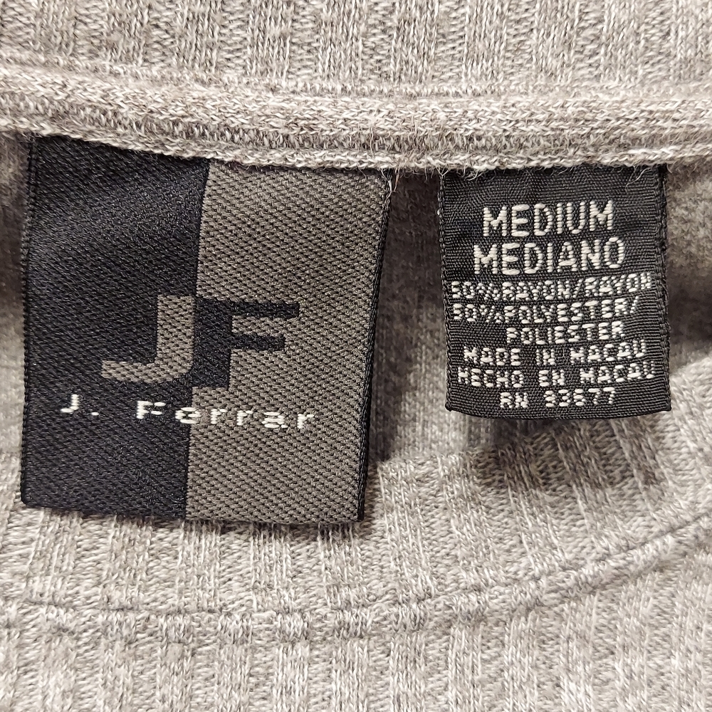 J. Ferrar Ribbed Knit Gray Short Sleeved Tee-Shirt men's size Medium - Picture 6 of 8